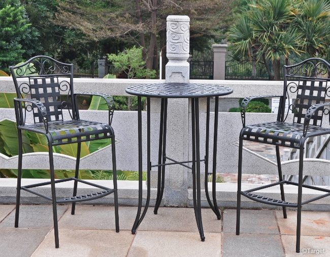 3pc Iron Bar Height Patio Bistro Furniture Set